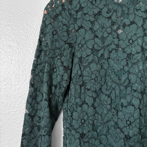 H&M Floral Lace Emerald Green Mini Dress Womens 0 Holiday Party Whimsigoth 90s - Picture 4 of 16